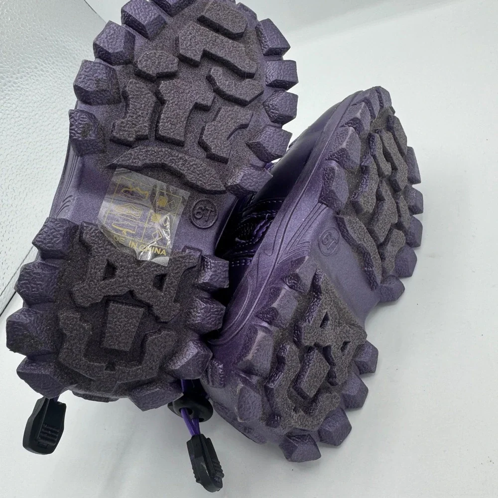 Dream Pairs Girls Purple Puffer Snow Boots Faux Fur Lined Side‎ Zip Size 6T New